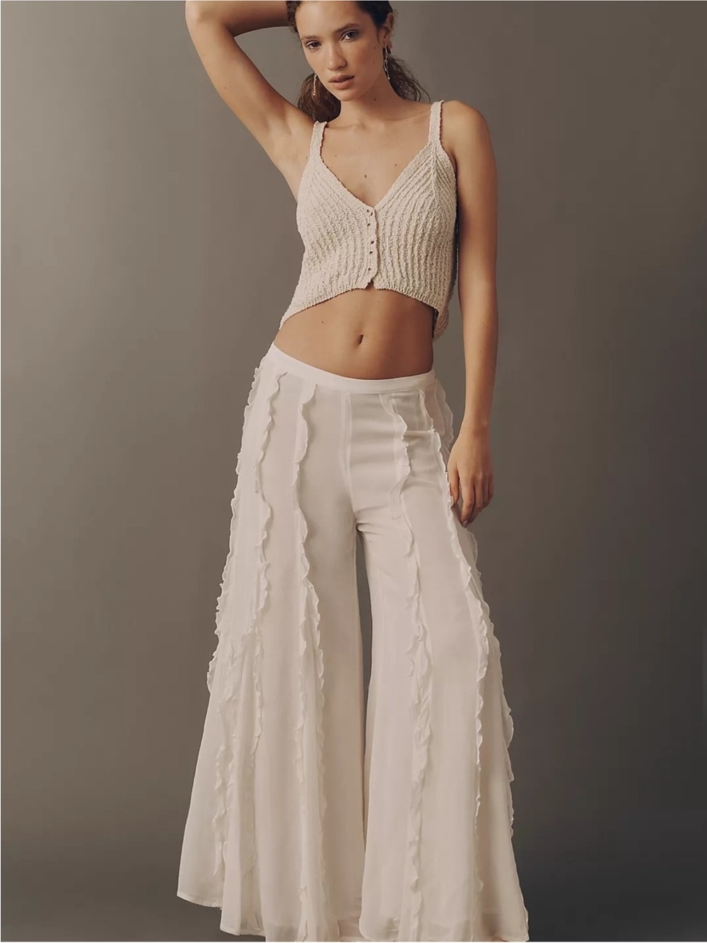 Anthropologie sheer ruffle pants